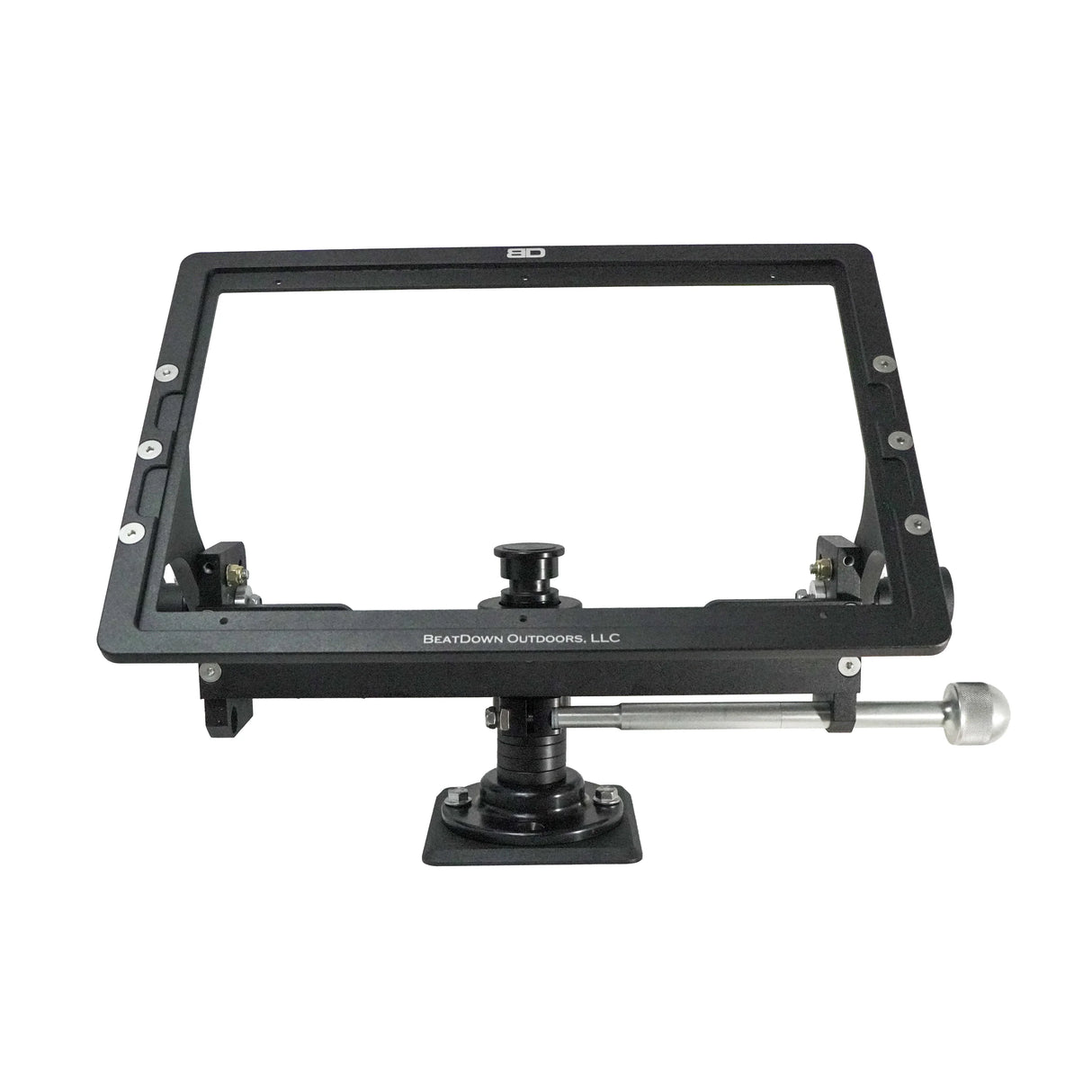 Front frame view of Garmin 9000 fish finder cradle with short mount hardware