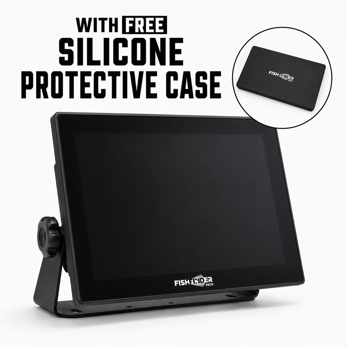 Fish Finder Tech Smart Screen 18.5 Inch showing silicone protective case