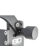 Close-up of Garmin 9000 cradle side hardware with BeatDown logo and adjustment knob