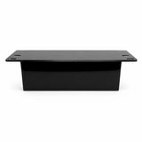 Front view of Pelican Light Plate with black metal finish and mounting slots